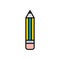 Pencil with eraser minimalist icon. Colorful filled pictogram. Back to school inspiration. Concept of education. Vector