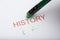 Pencil Erasing the Word `History` on Paper