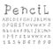 Pencil font Hand drawn. Vector illustration