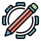 Pencil gear system icon color outline vector