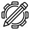 Pencil gear system icon, outline style