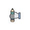 Pencil in hand filled outline icon