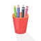 Pencil holder with drawing tool. School equipment
