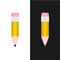 Pencil isolated. Vertical pencil in flat design.