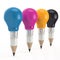 Pencil lightbulb head in cmyk color as creative concept