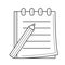 Pencil and notepad with binders vector line icon.