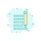 Pencil notepad icon in comic style. Document write vector cartoon illustration on white isolated background. Pen drawing business