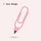 Pencil paper clip shape with I love design concept.