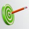 Pencil pointed to center of target