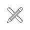 Pencil and ruler crossed icon. Outline design. Vector.