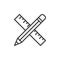 Pencil and ruler crossed line icon