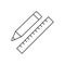 Pencil with ruler line icon