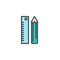 Pencil and ruler stationery filled outline icon