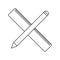 Pencil with ruler vector icon. Simple icon, school tool