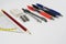 Pencil sharpener eraser lead pencil set square colored pens and