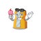 Pencil sharpener mascot cartoon design with ice cream