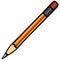 The pencil is simple. At the end of the eraser in the clip. Tool for drawing, marking, sketching on an isolated white background.
