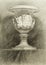 Pencil sketch from life of a classic plaster vase on paper
