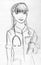 Pencil sketch of a nurse