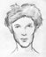 Pencil sketch of a scrawny man\'s face