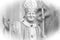 Pencil sketch with vignette of Saint John Paul II with Crucifix