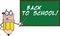 Pencil Teacher Character With A Pointer In Front Of Chalkboard With Text