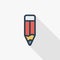 Pencil thin line flat color icon. Linear vector symbol. Colorful long shadow design.