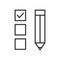 Pencil vector icon. Checklist pictogram. Approve clipboard linear symbol illustration.