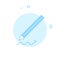 Pencil Writing Flat Vector Illustration, Icon. Light Blue Monochrome Design. Editable Stroke