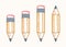 Pencils set vector simple trendy logos or icons for designer or studio, creative design, education, science knowledge and research