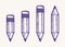 Pencils set vector simple trendy logos or icons for designer or studio, creative design, education, science knowledge and research