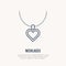 Pendant on chain jewelry illustration. Flat line icon for jewels repair service, jewellery store logo