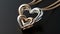 Pendant necklace two hearts entwined together