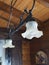 Pending luminaire in forged iron in a countryside house