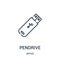 pendrive icon vector from office collection. Thin line pendrive outline icon vector illustration