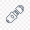 Pendrive vector icon isolated on transparent background, linear