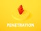 Penetration isometric icon, on color background