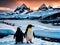 Penguin Antarctica sunset modern art duotone detailed