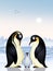 Penguin in Artic landscape