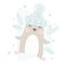 Penguin baby winter print. Cute animal jump in warm hat christmas card.