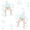 Penguin baby winter seamless pattern. Cute animal in warm hat Christmas background.