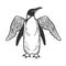 Penguin bird with false wings sketch vector
