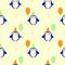 Penguin birthday, seamless vector pattern