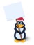 Penguin with blank sign