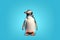 Penguin blue background. Generate Ai
