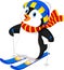 Penguin cartoon skiing