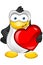 Penguin Character - Holding Large Heart