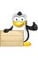 Penguin Character - Holding Wooden Sign