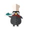 Penguin chef vector animal character illustration.