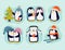 Penguin christmas vector illustration character cartoon funny cute animal antarctica polar beak pole winter bird.